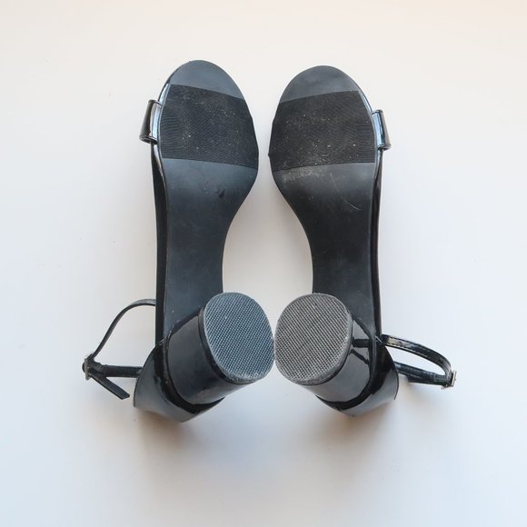 Abound Black Patent Leather Round Block Heels / Sandals / Soes Size 8 - Picture 6 of 15